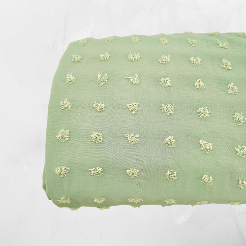 Mint Green Penny Size Poly Swiss Dot Fabric (sold by half yards)