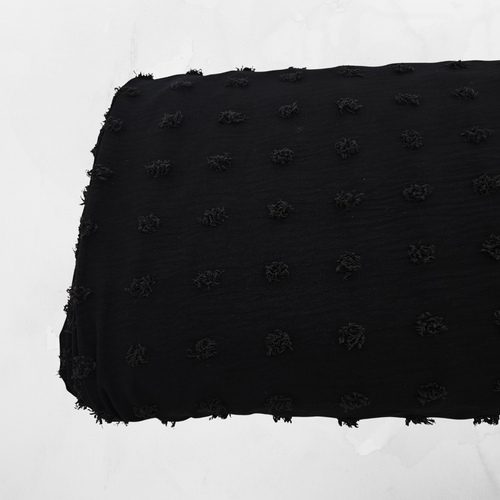 Black Penny Size Poly Swiss Dot Fabric (sold by half yard)