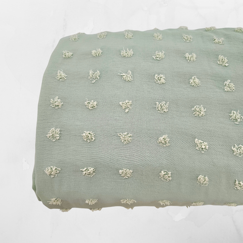 Sea Mist Penny Size Poly Swiss Dot Fabric (sold by half yards)