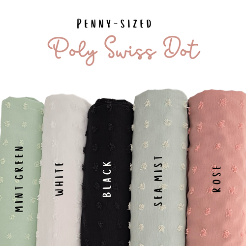 Rose Penny Size Poly Swiss Dot Fabric (sold by half yards)