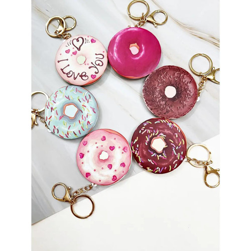 Donut Compact Mirror With Keychain
