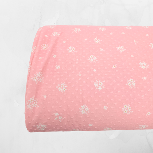 Pixy Light Pink Knit Swiss Dot Fabric (sold by half yards)