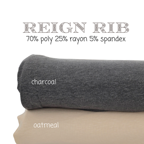 Charcoal Reign Rib Knit Fabric (sold by half yards)