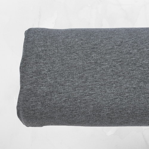 Charcoal Reign Rib Knit Fabric (sold by half yards)
