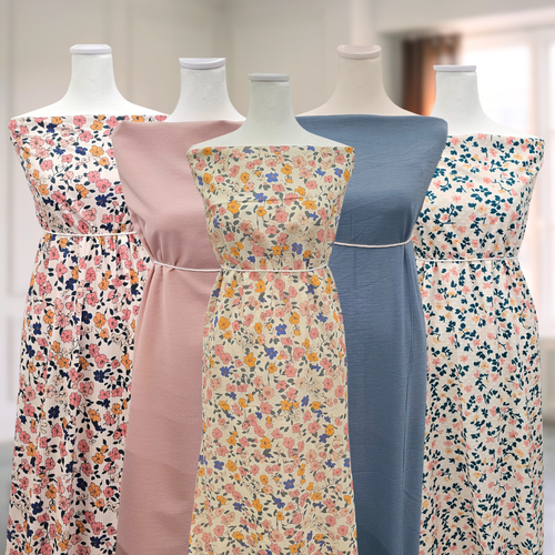 Ditsy Vintage Floral (44) Poly Rib Knit Fabric (sold by half yards)