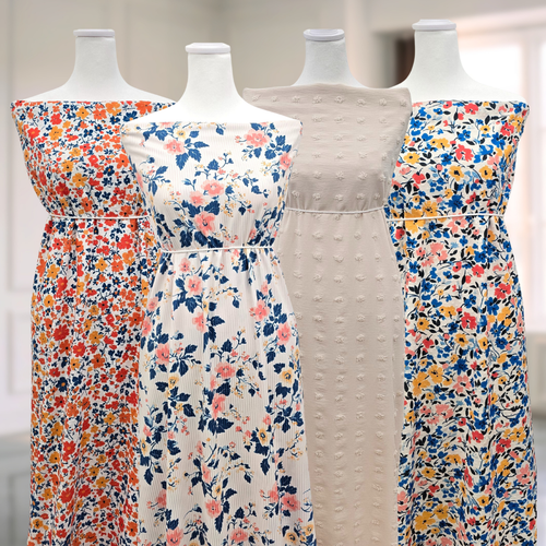 Ditsy Vintage Floral (45) Poly Rib Knit Fabric (sold by half yards)