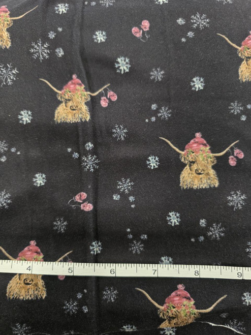 1 Yard Highland Cow Flannel Remnant