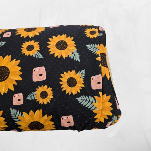 Sunflower Polaroid B Knit Swiss Dot Fabric (sold by half yards)
