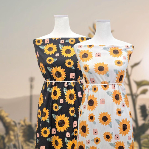 Sunflower Polaroid B Knit Swiss Dot Fabric (sold by half yards)