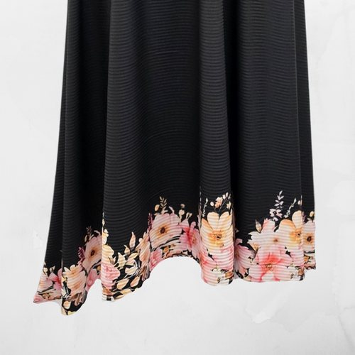 Summer Border Black Poly Rib Knit Fabric (sold by half yards)