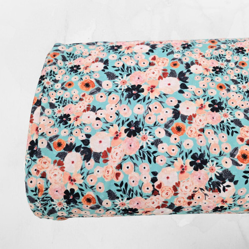 Tiny Flowers T Knit Swiss Dot Fabric (sold by half yards)