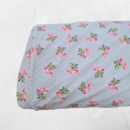 Peony Pink A Knit Swiss Dot Fabric (sold by half yards)