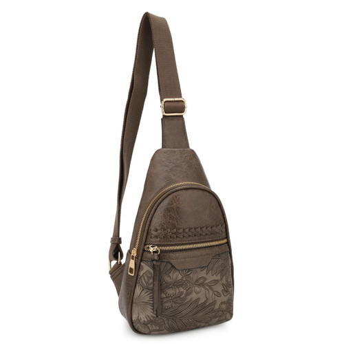 Jane Hibiscus Sling Bag ~ Stone
