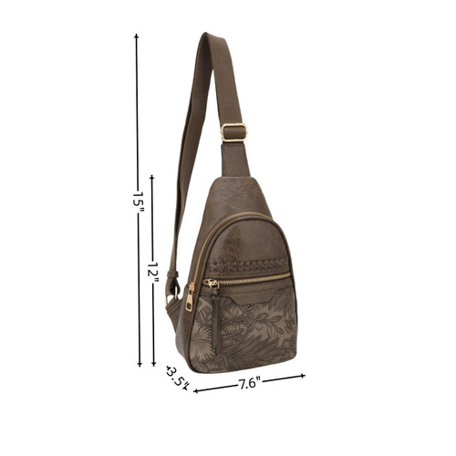 Jane Hibiscus Sling Bag ~ Stone