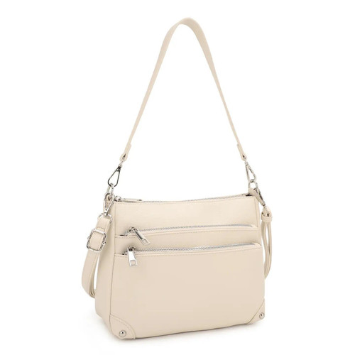 Shelby Two Way Triple Compartment Crossbody Bag ~ Beige