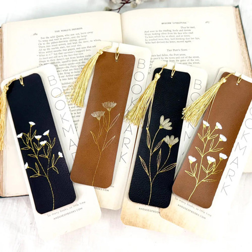 Faux Leather Tassel Bookmarks