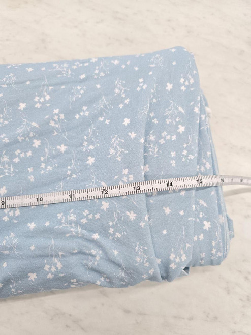 Dainty Blue Floral Cotton Spandex Fabric (sold by half yards)