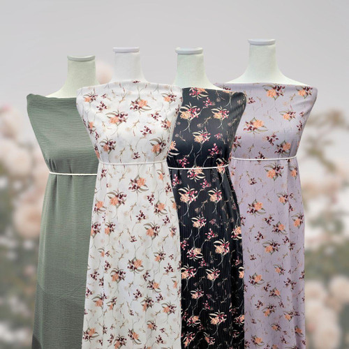 Cranberry Orange Floral Missonia Knit Fabric (sold by half yards)