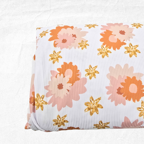 Retro Florals W Poly Rib Knit Fabric (sold by half yards)