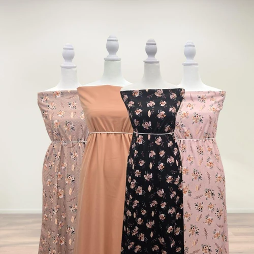 Roses and Drieds Black Poly Rib Knit Fabric (sold by half yards)