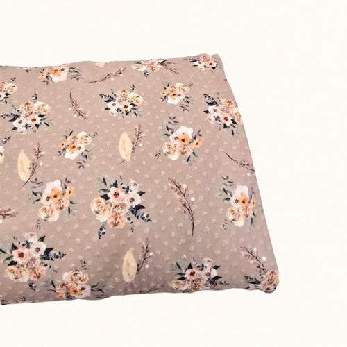 Roses and Drieds Tan Knit Swiss Dot Fabric (sold by half yards)