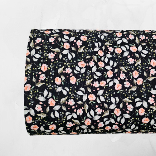 Neutral Spring Black Poly Rib Knit Fabric (sold by half yards)