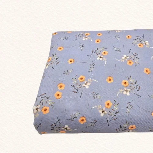 Fall Bouquet Blue Penny Size Poly Swiss Dot Fabric (sold by half yards)