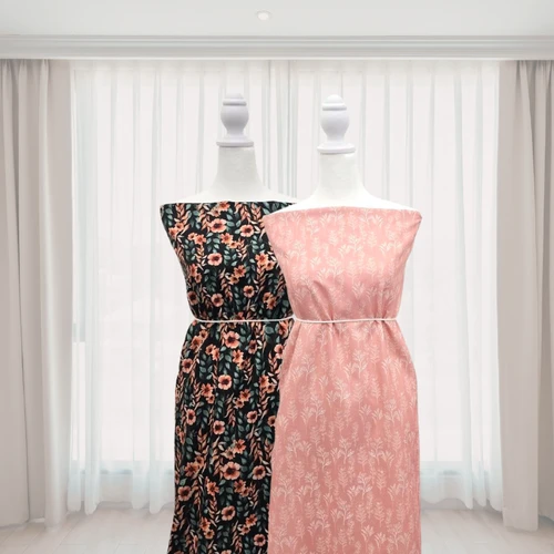 Floral Leaves B Penny Size Poly Swiss Dot Fabric (sold by half yards)