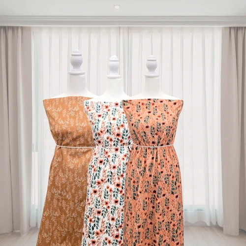 Floral Leaves T Knit Swiss Dot Fabric (sold by half yards)