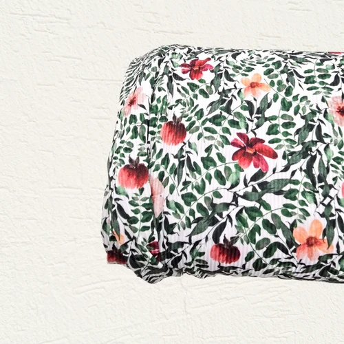 Leafy Floral W Poly Rib Knit Fabric (sold by half yards)