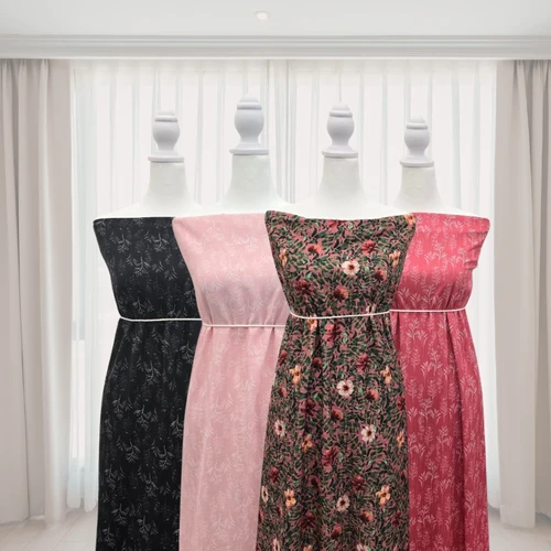 Leafy Floral Mauve Knit Swiss Dot Fabric (sold by half yards)