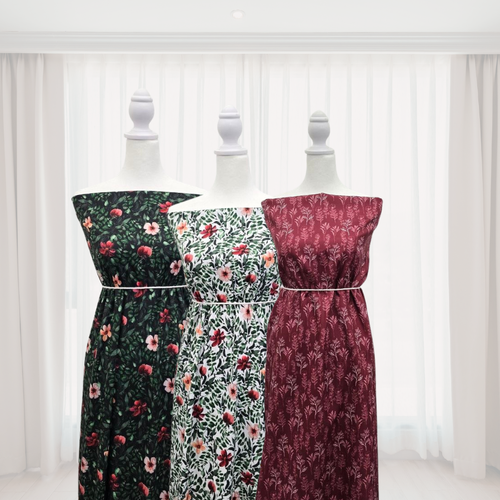 Leafy Floral B Poly Rib Knit Fabric (sold by half yards)