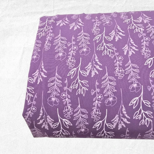 White Sprig P Linen/Viscose Fabric (sold by half yards)