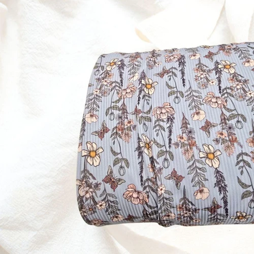 Vintage Garden B Poly Rib Knit Fabric (sold by half yards)
