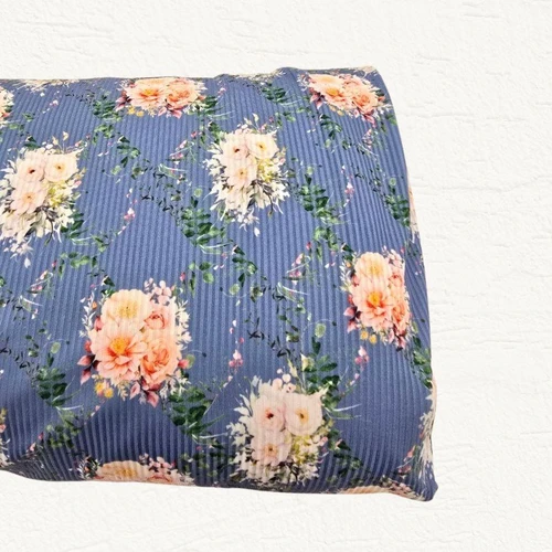 Floral Greenery B Poly Rib Knit Fabric (sold by half yards)