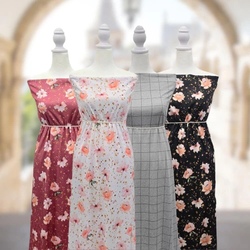 Golden Specks White Poly Rib Knit Fabric (sold by half yards)