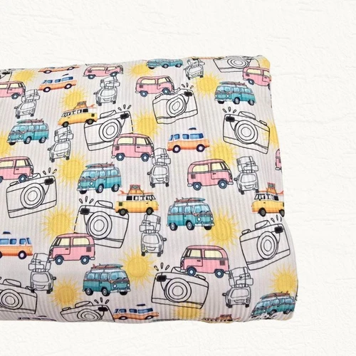 Vacation Van T Poly Rib Knit Fabric (sold by half yards)
