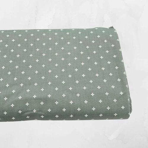 Muted Sage Geometric Poly Cotton Tropical Breeze (sold by half yards)
