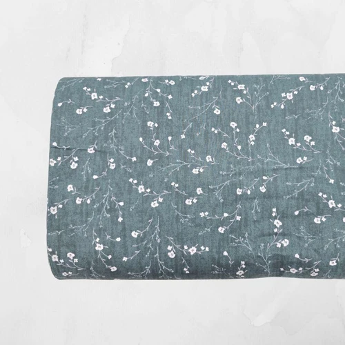 Deep Sea Green Whimsical Vines Poly Cotton Tropical Breeze Fabric (sold by half yards)