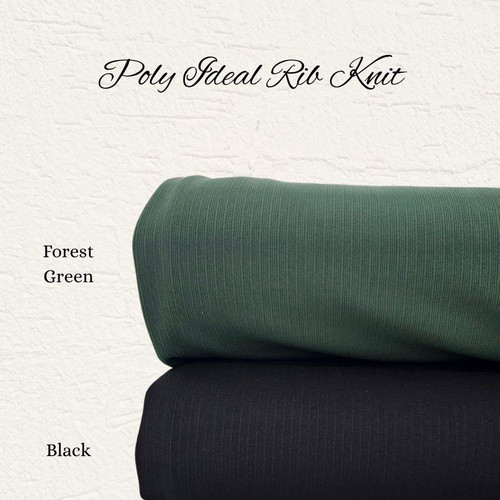 Black Poly Ideal Rib Knit Fabric (sold by half yards)