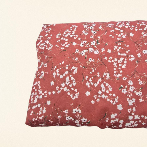 Rust Cherry Blossom Round Poly Swiss Dot Fabric (sold by half yards)
