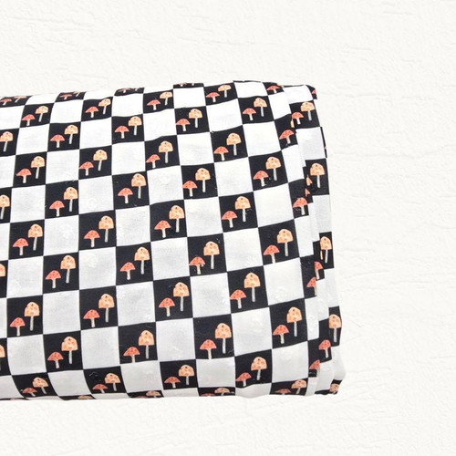 Check Mushroom W Round Poly Swiss Dot Fabric (sold by half yards)