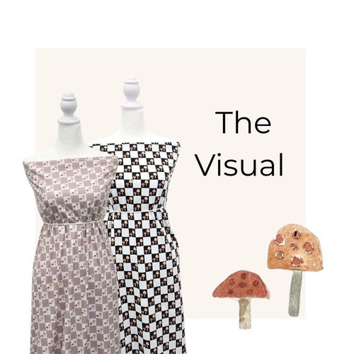 Check Mushroom W Round Poly Swiss Dot Fabric (sold by half yards)