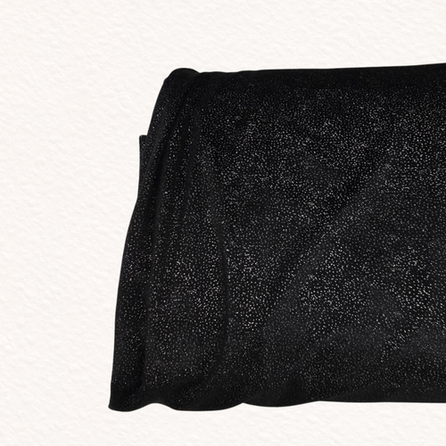 Black Velvet Silver Glitter Fabric (sold by half yards)