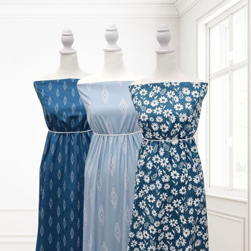 Beth Theme Retro Flowers Poly Rib Knit Fabric (sold by half yards)