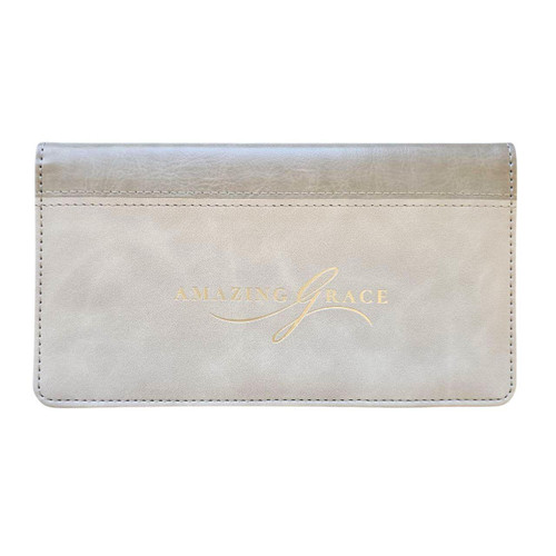 Checkbook Cover Taupe Amazing Grace