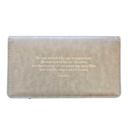 Checkbook Cover Taupe Amazing Grace