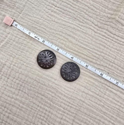 Wooden Flower Buttons (Dark Brown) 2pk.