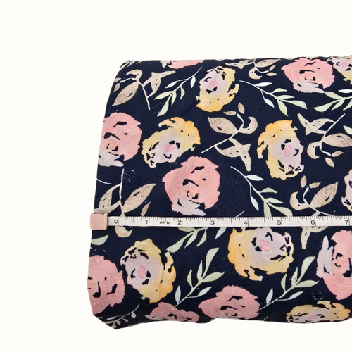 Pink Roses N Round Poly Swiss Dot Fabric (sold by half yards)
