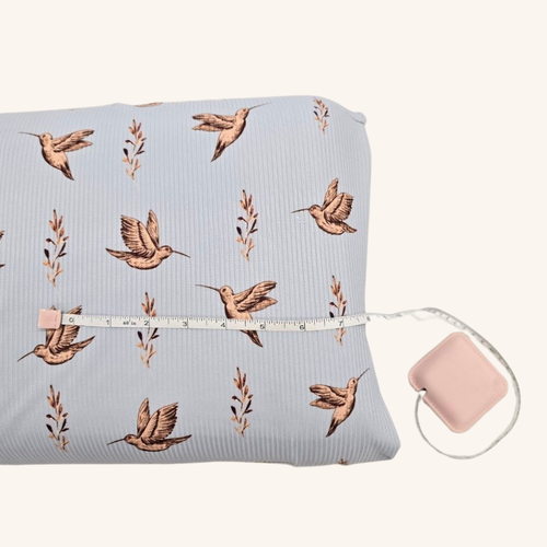 Birds Teal Poly Rib Knit Fabric (sold by half yards)